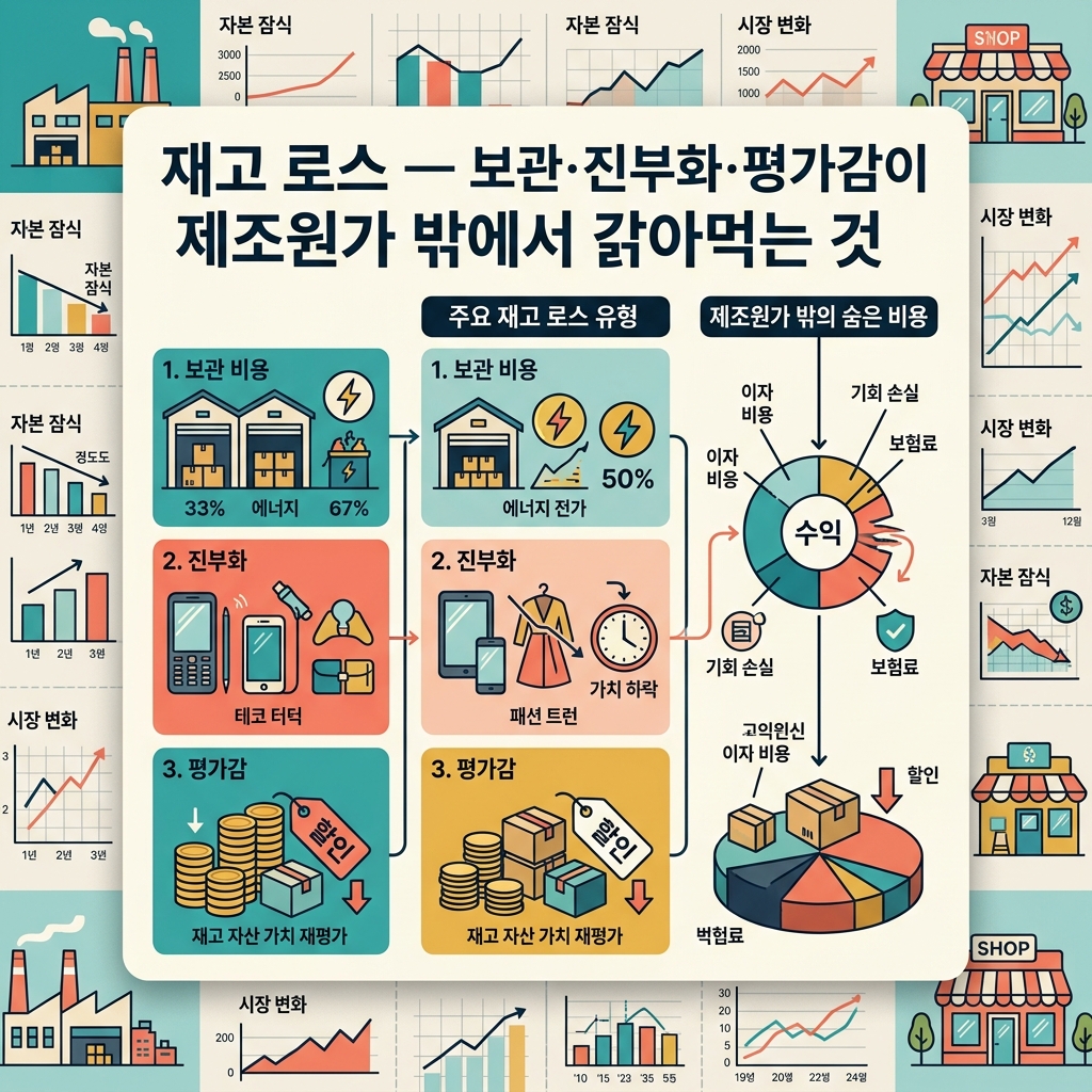 ai thumbnail infographic 재고 로스 — 보관·진부화·평가감이 제조원가 밖에서 갉아먹는 것 1788622667
