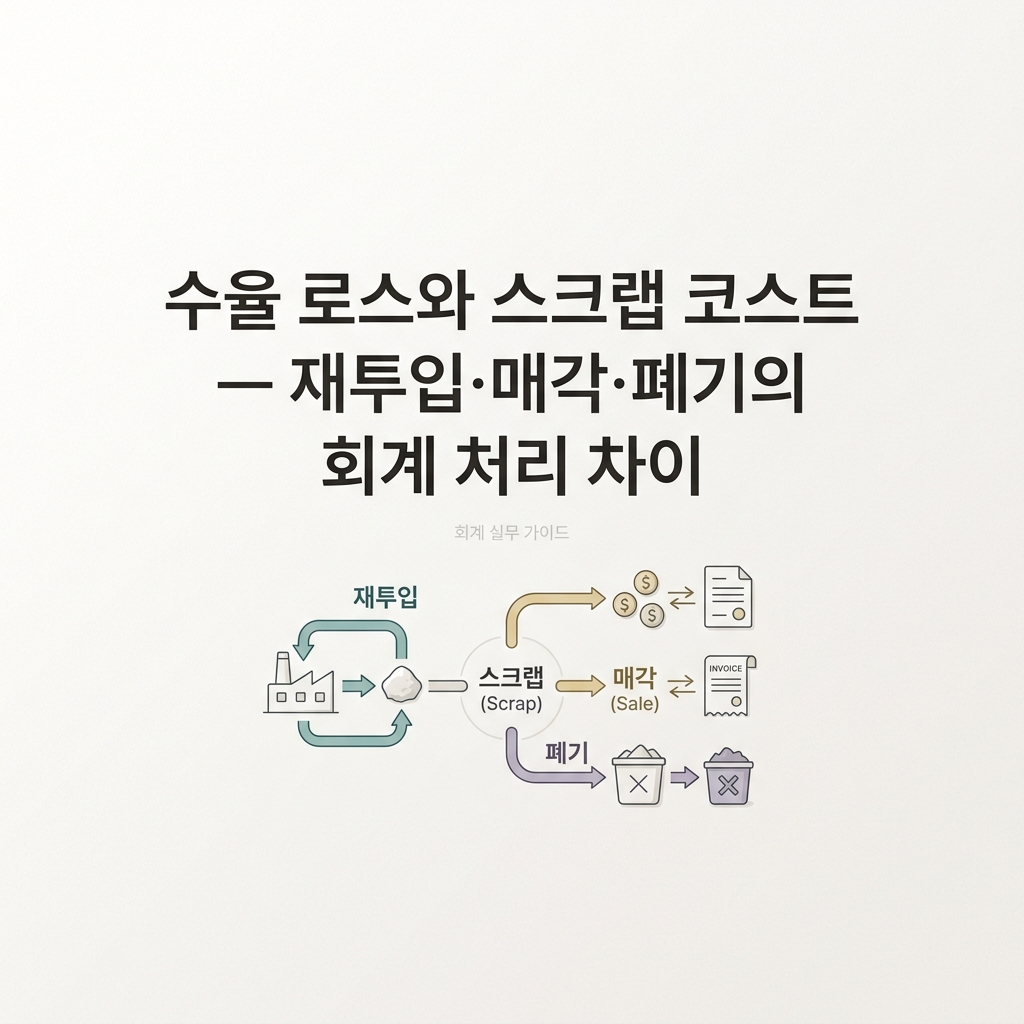 ai thumbnail minimal 수율 로스와 스크랩 코스트 — 재투입·매각·폐기의 회계 처리 차이 1788622495