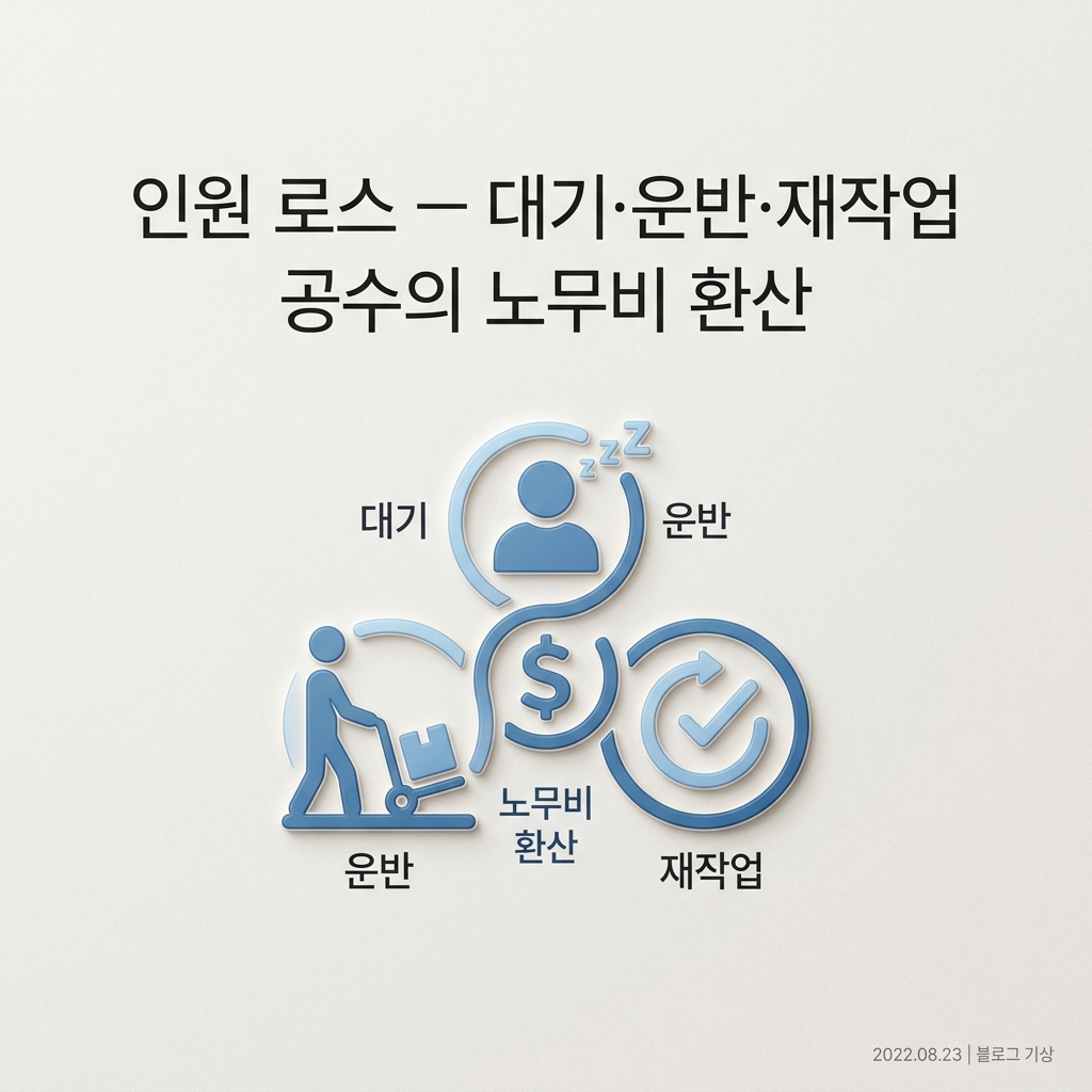 ai thumbnail minimal 인원 로스 — 대기·운반·재작업 공수의 노무비 환산 1788622721