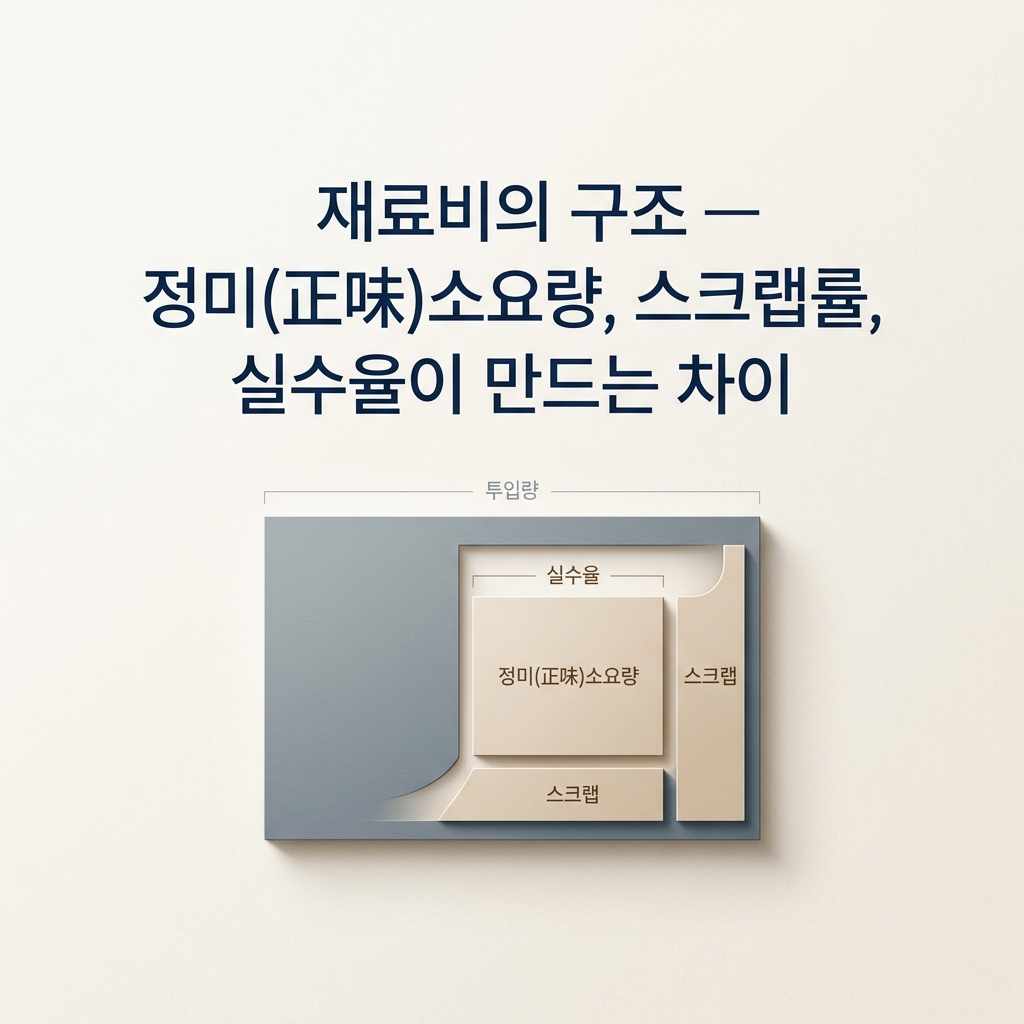 ai thumbnail minimal 재료비의 구조 — 정미正味소요량 스크랩률 실수율이 만드는 차이 1788619833