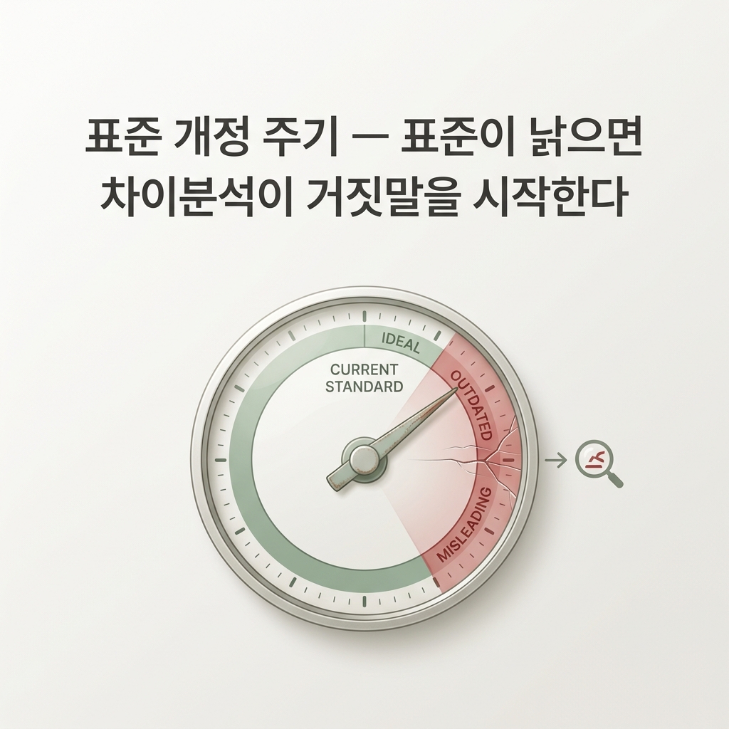 ai thumbnail minimal 표준 개정 주기 — 표준이 낡으면 차이분석이 거짓말을 시작한다 1788622385